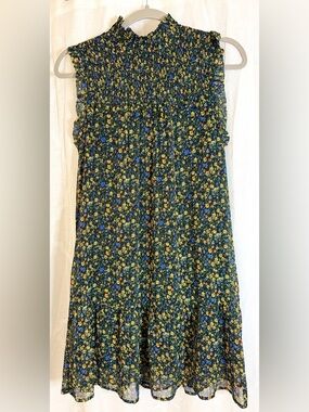 Wild Fable Floral Midi Dress Size M Smocked Neck Flowy Cottagecore
